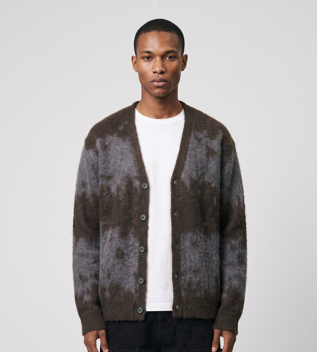 Gramicci Mohair Splatter Cardigan Slate Splatter