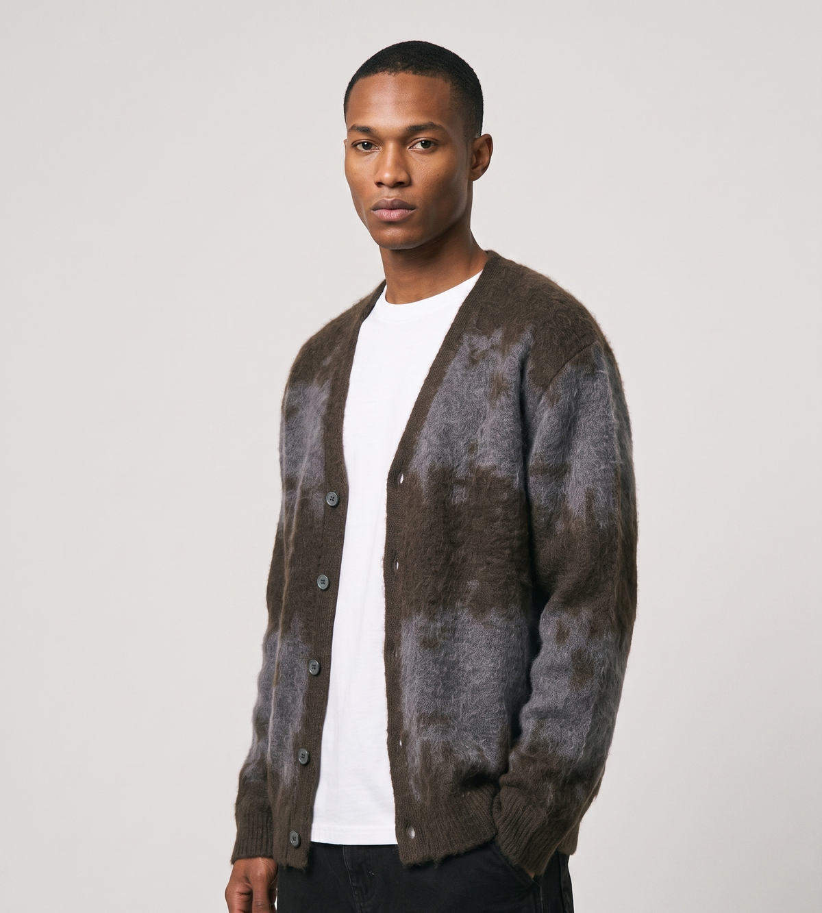 Gramicci Mohair Splatter Cardigan Slate Splatter
