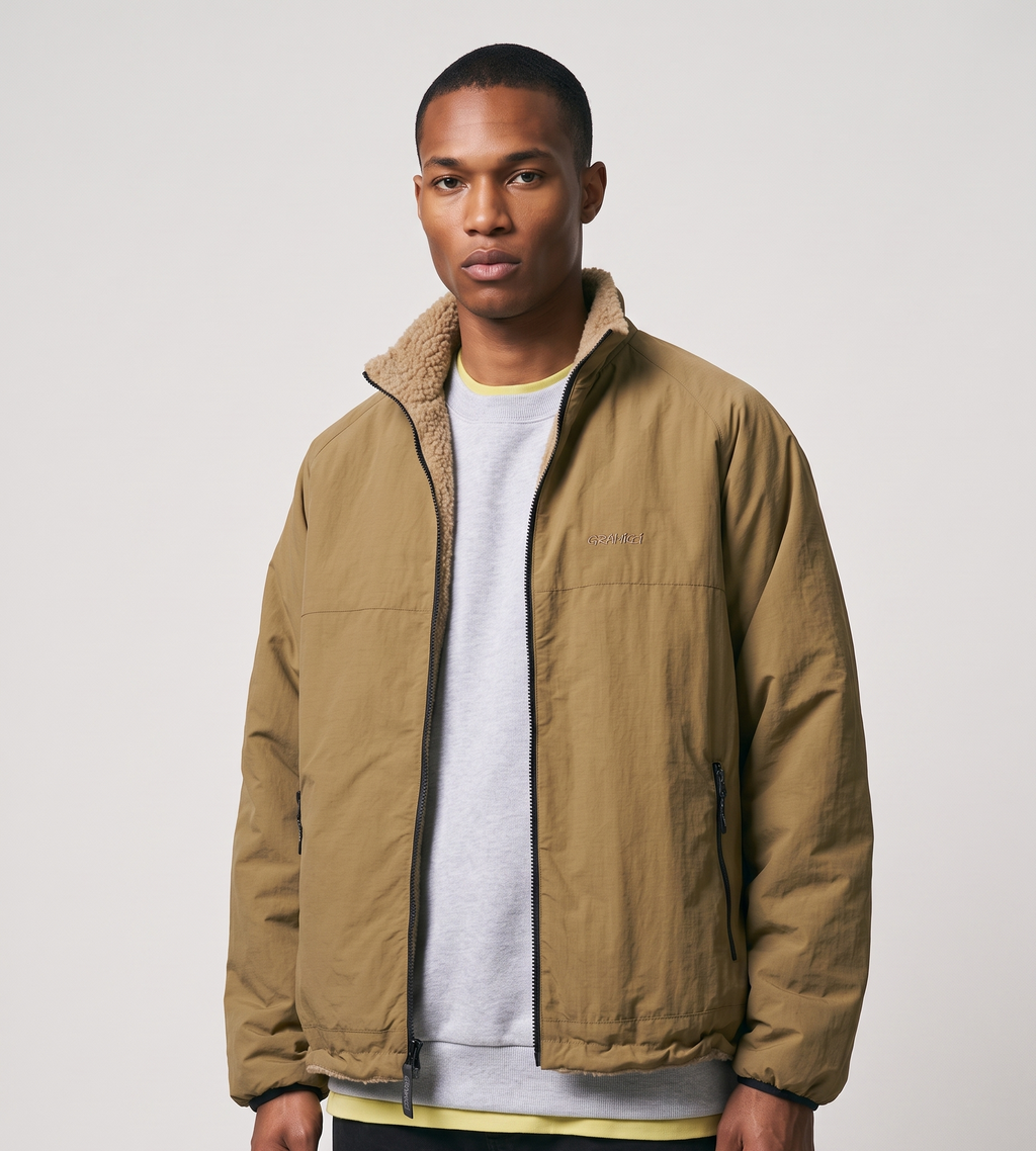 Gramicci Reversible Sherpa Jacket Beige Tan