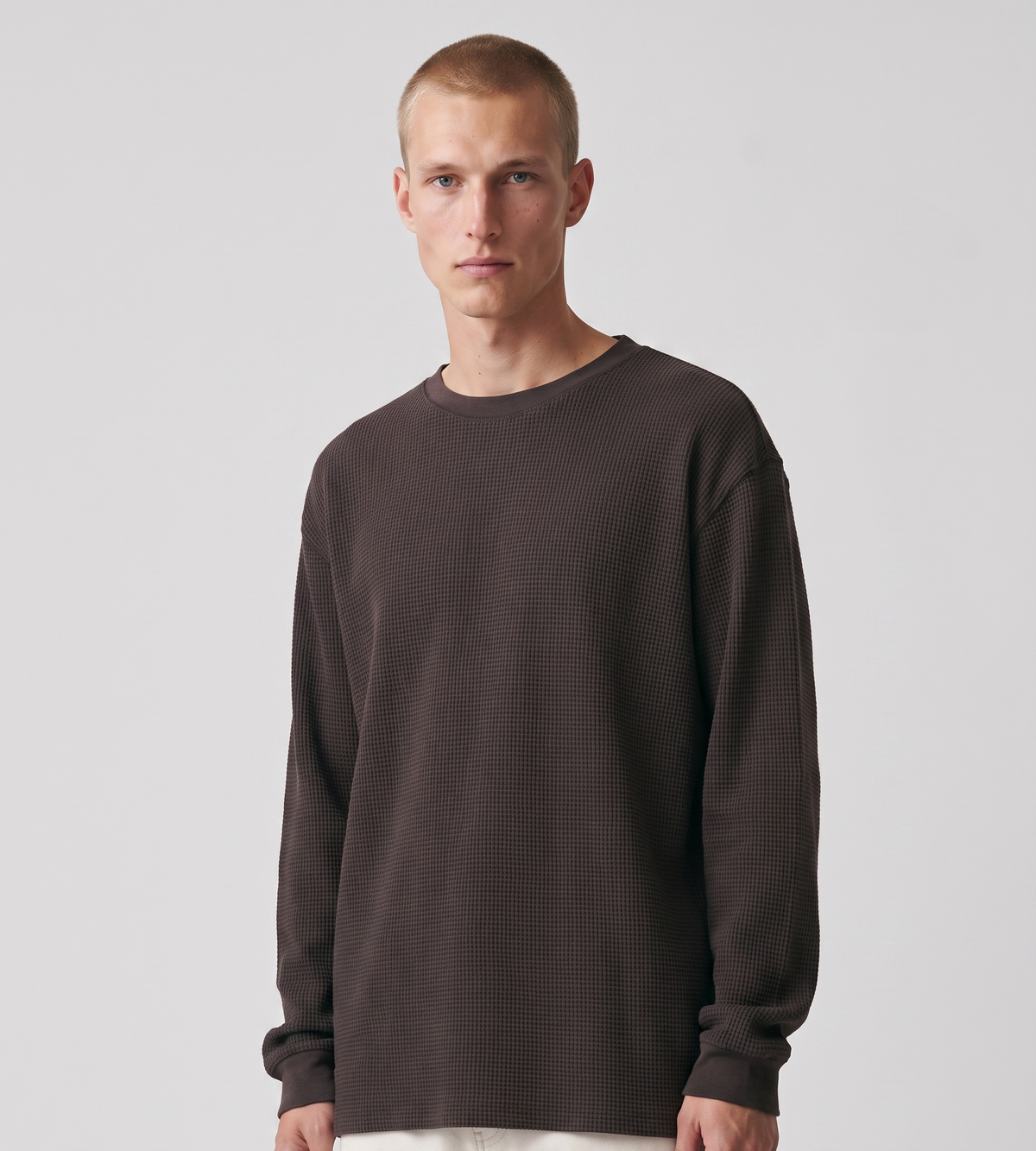 Gramicci Waffle Crewneck Fossil Pigment