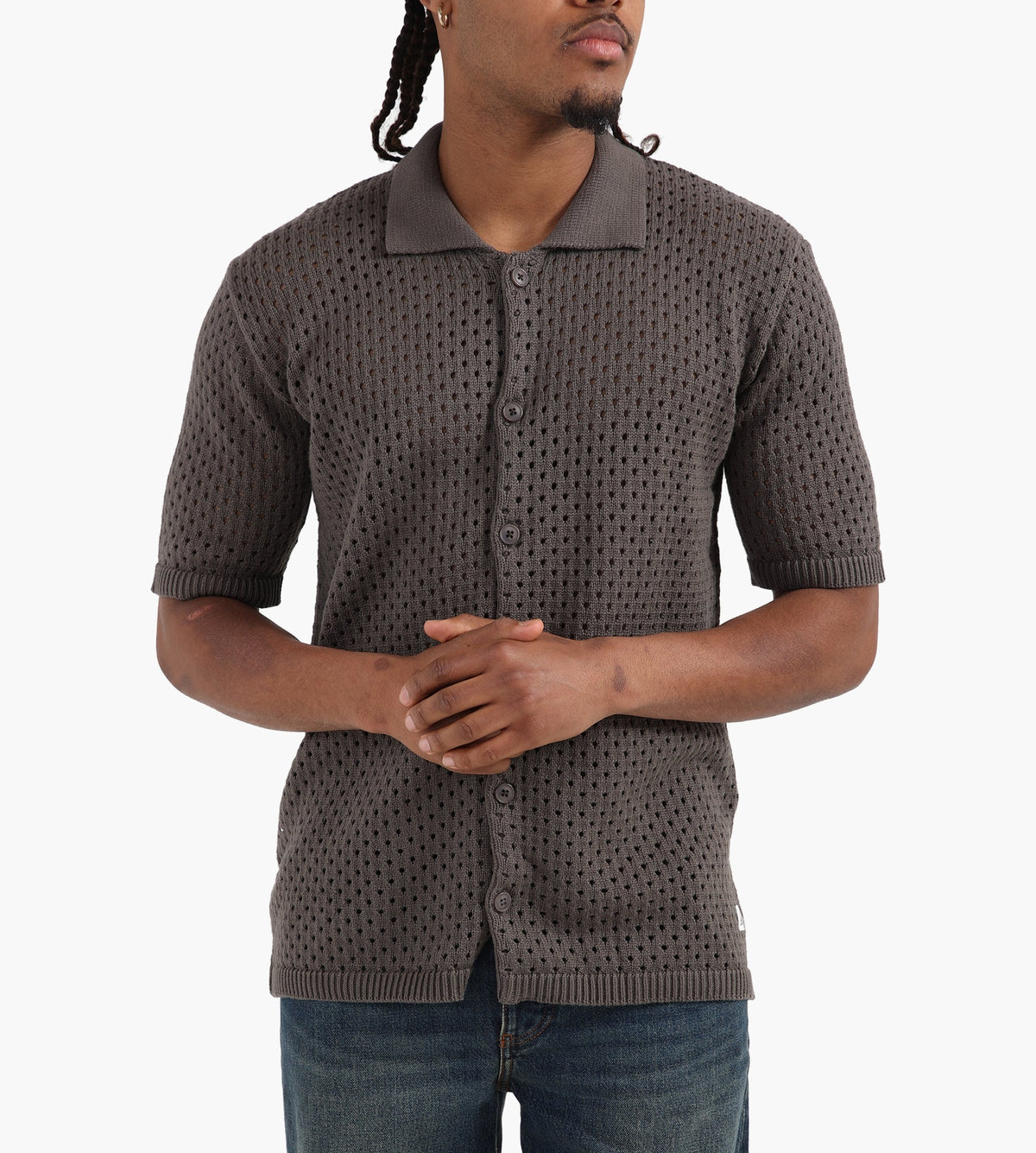 Baskèts Camp Collar Knit Shirt Moss Green