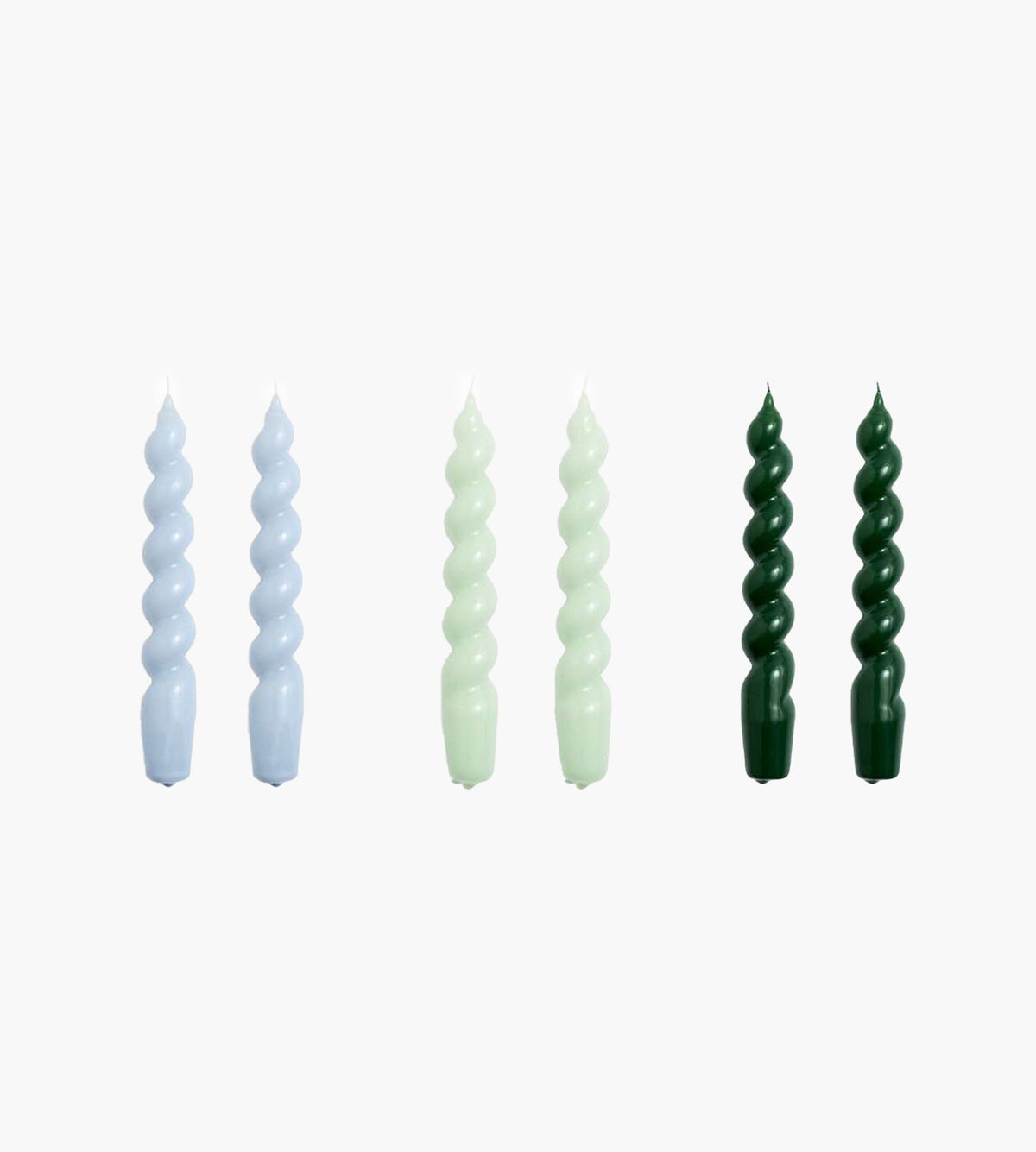 Hay Candle Spiral Set Of 6 Light Blue Mint Green